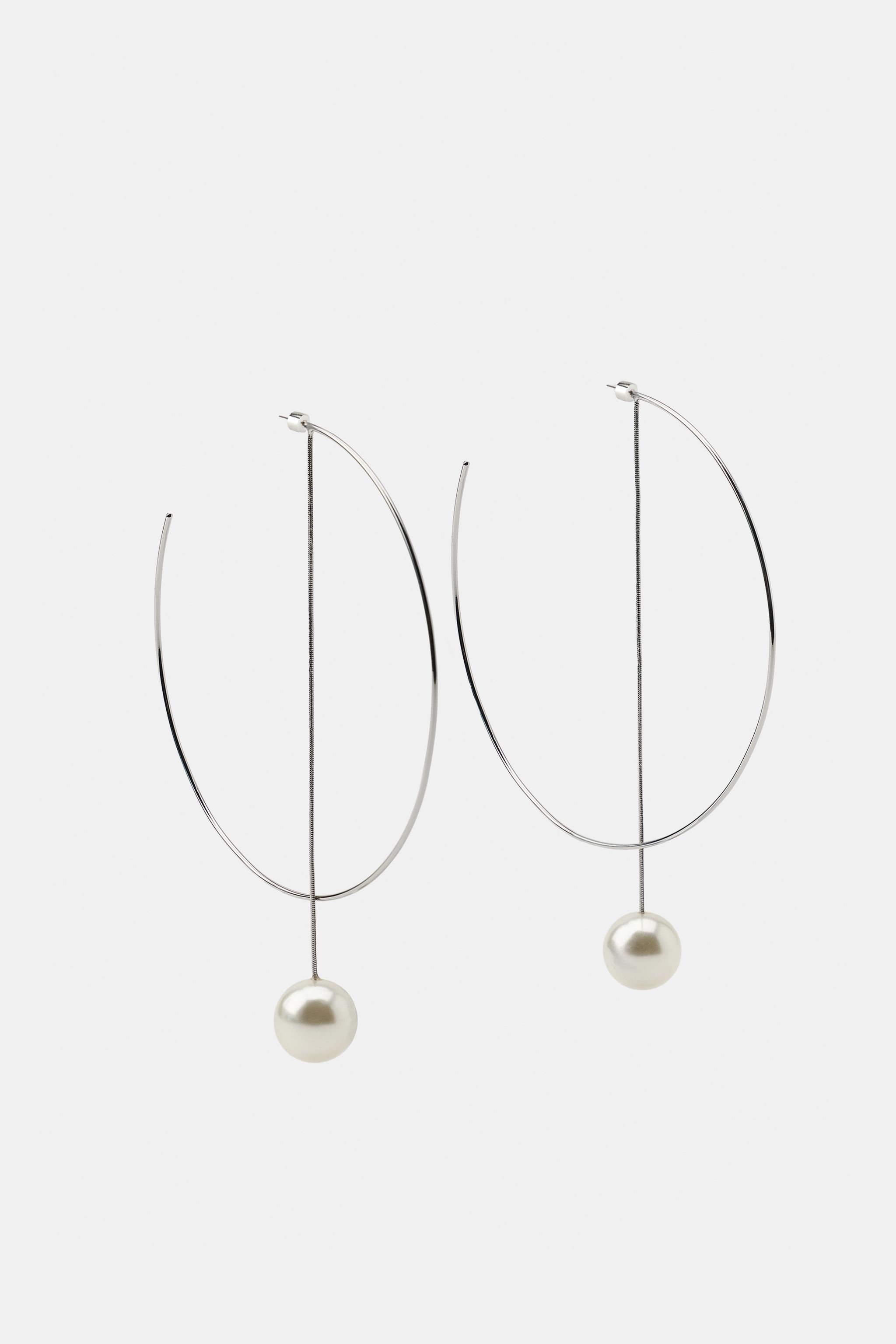 MAXI BOUCLES D'OREILLES CRÉOLES À PERLES